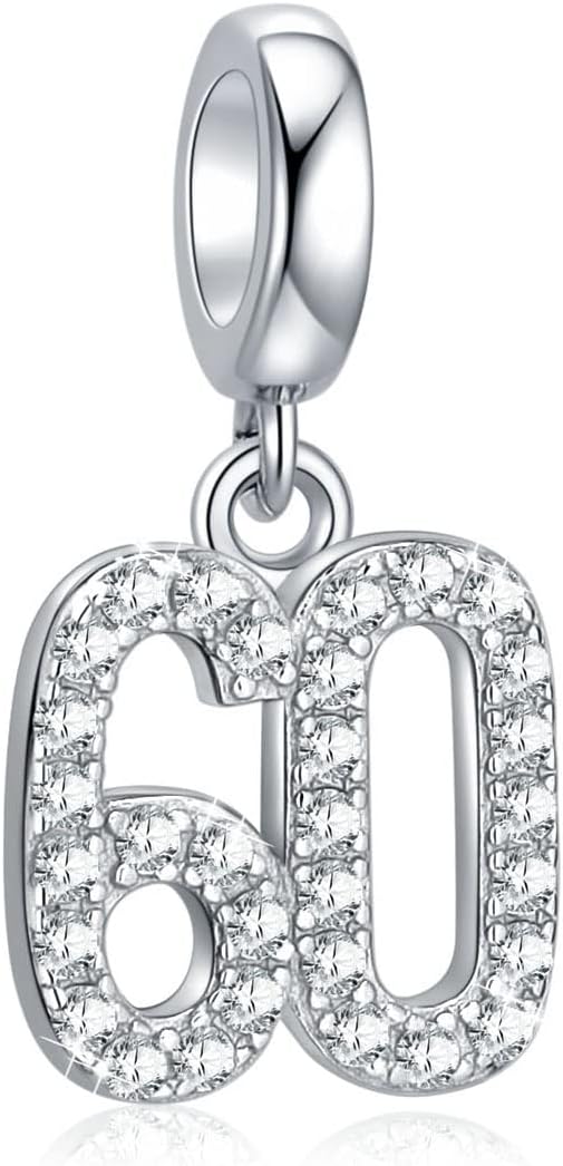 15,16,18,20,25,30,40,50,60 Number Charms Shiny Crystal Birthday Anniversary Celebration Charm fit Pandora Bracelets,Gifts for Wife Daughter Lover Friends…