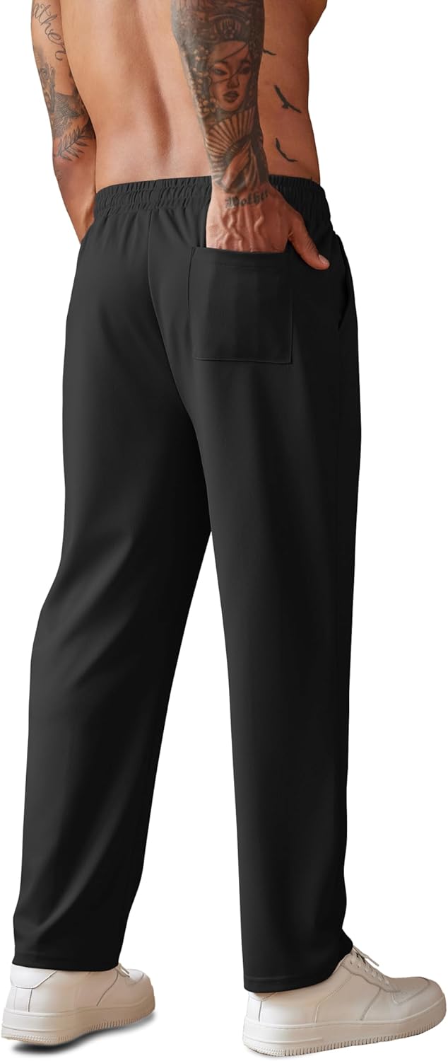COOFANDY Men's Knit Sweatpants Lightweight Open Bottom Casual Pants Drawstring Jogger Yoga Pants with Pockets - Image 2