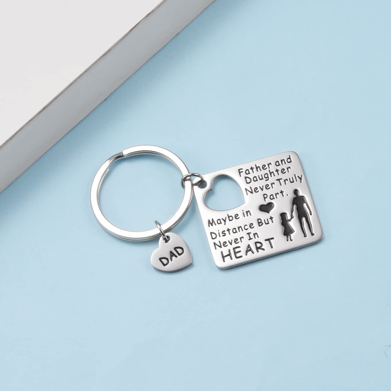 CheersLife Regalo Per La Festa Del Papà,regalo Papa Portachiavi Papà,regalo Di Compleanno Per Uomo Acciaio Inossidabile Portachiavi Con Lettere Informazione Figlia Che Fa Un Regalo a Papà
