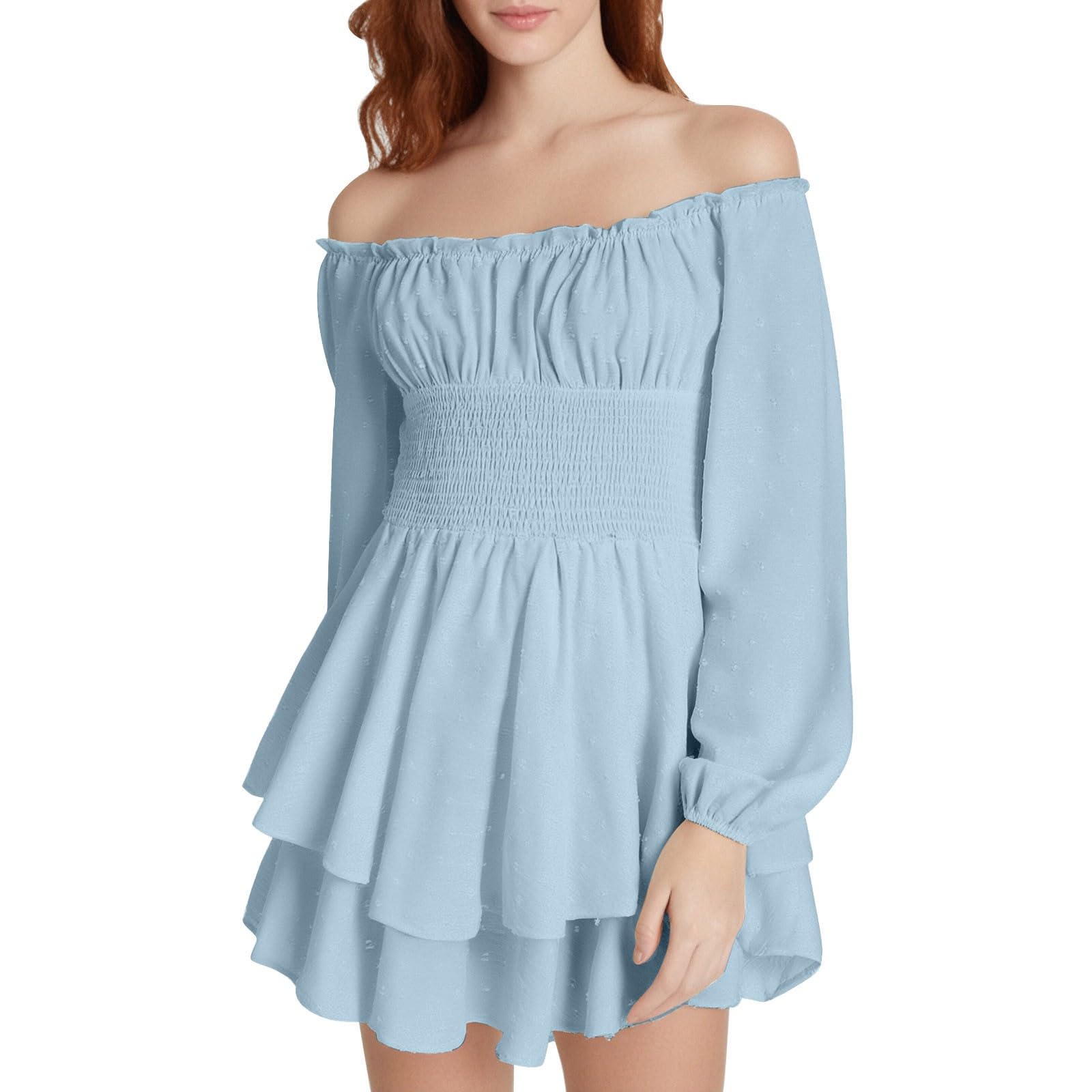 Pirate Costume Women White Dress Corset Mini Dress Puff Sleeve Off Shoulder Corset Romper Dresses Flowy Layered Jumpsuit Playsuits
