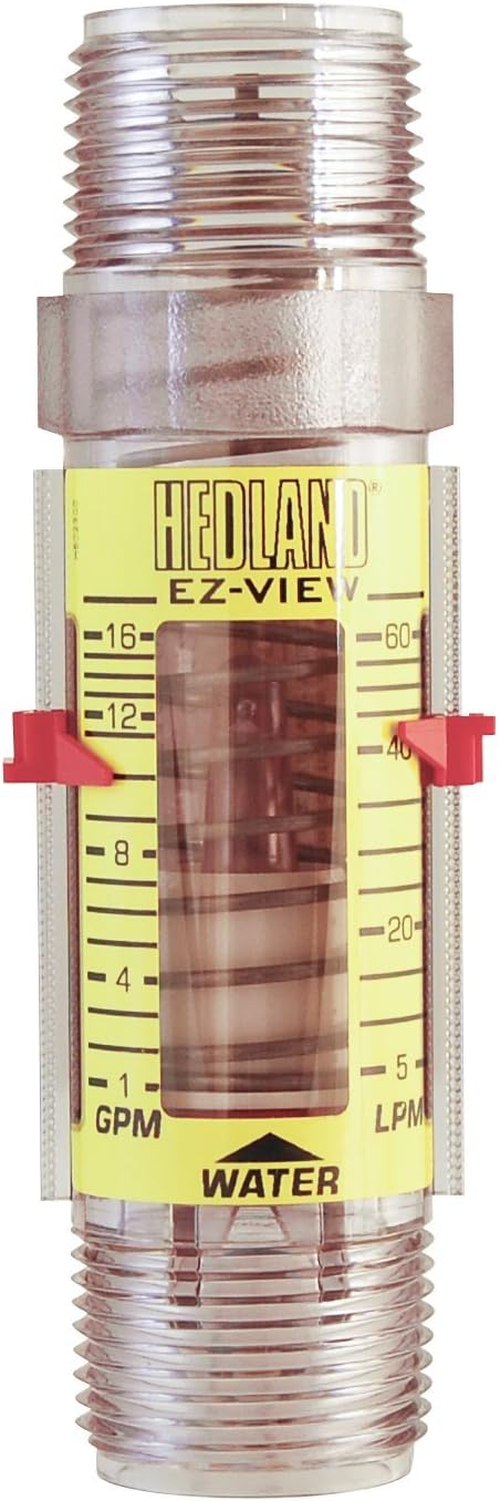 H621-016 EZ-View Flowmeter, Polysulfone, For Use With Water, 1.0 - 16 gpm Flow Range, 1" NPT Male
