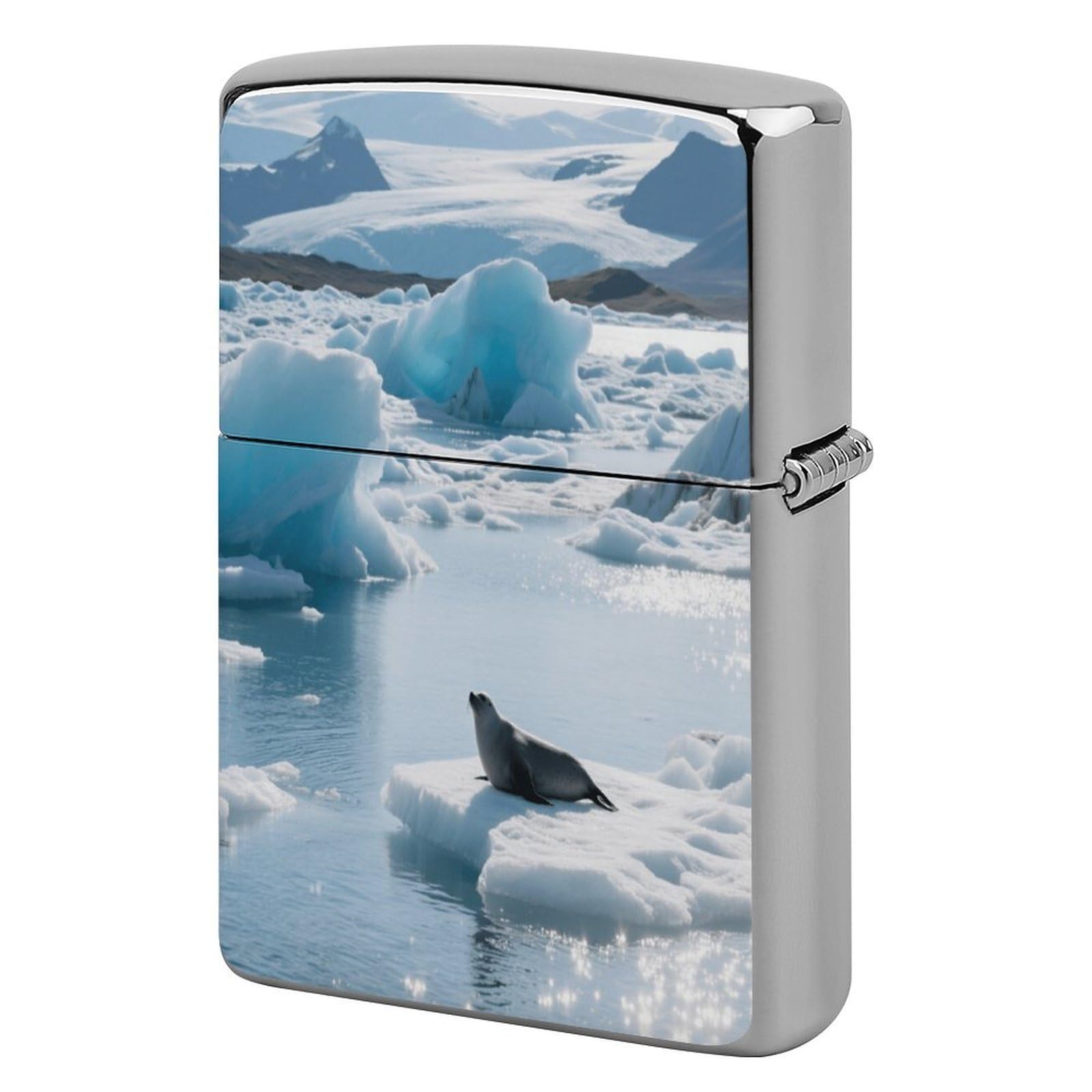 Fekiloot Style Glacier Lake Iceberg Lighter Case Cover Metal Lighter Case