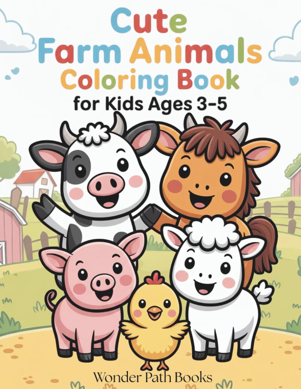 Cute Farm Animals Coloring Book for Kids Ages 3–5: Fun and Simple Coloring Pages with Cute Farm Animals