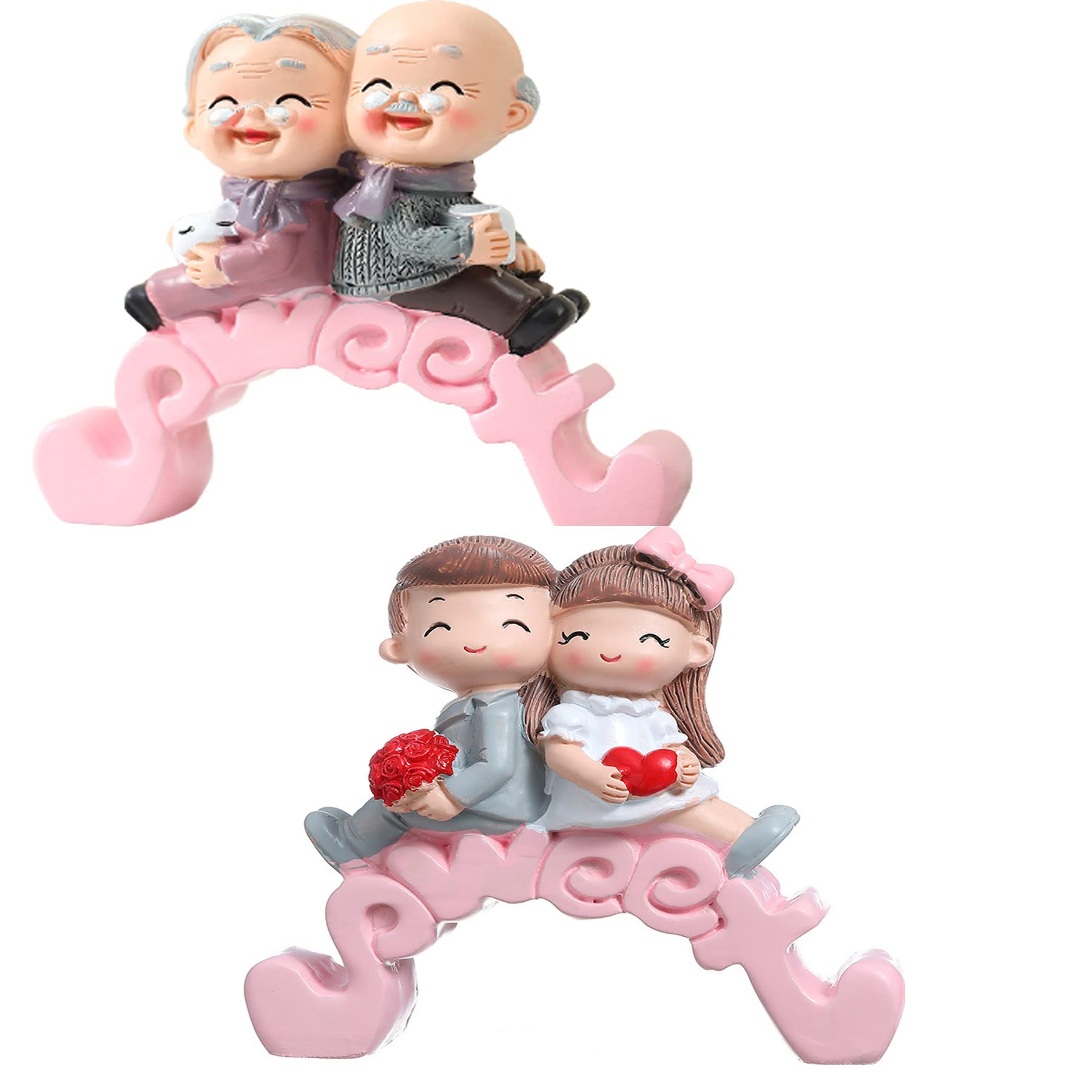 Couple de jeunes mariés : lot de 2 figurines en résine pour célébrer l'amour