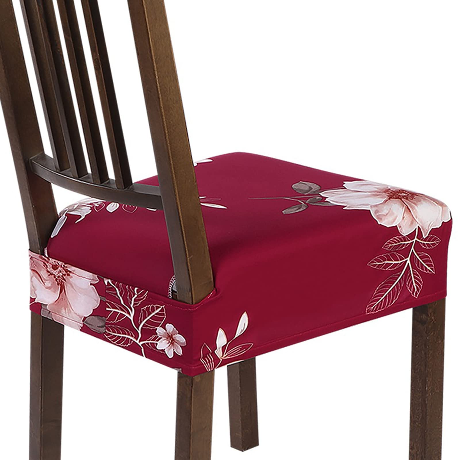 SearchI Stretch Dining Chair seat Covers Set of 6, Soft Removable Washable seat Covers for Dining Chairs, Dining Room seat Cover Protector (Rear-Covered, Red) — image 1