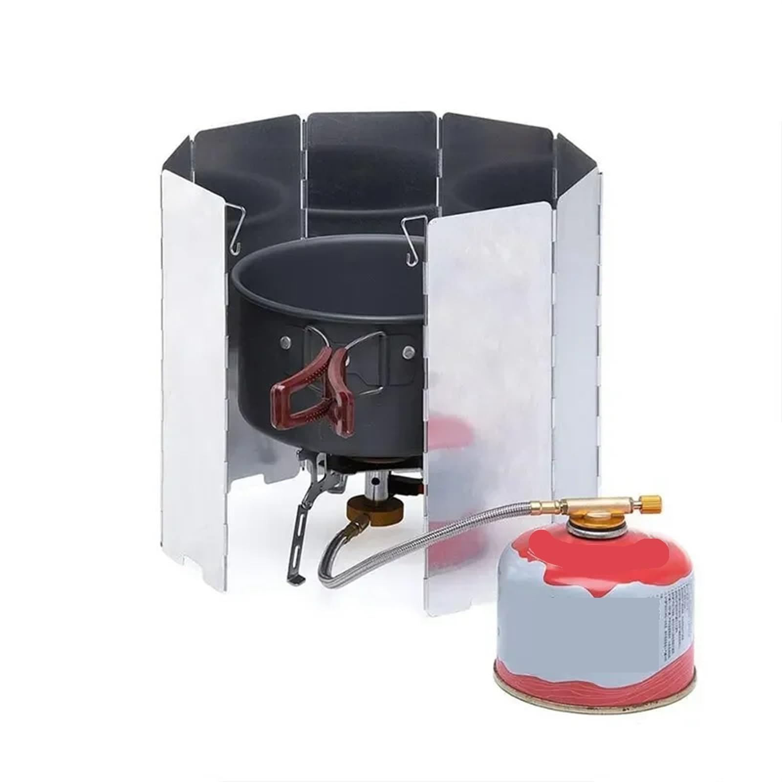 Parabrezza for fornello da campeggio in lega di alluminio | Campeggio all'aperto: protezione antivento pieghevole in alluminio for fornello a gas(10 Plates)