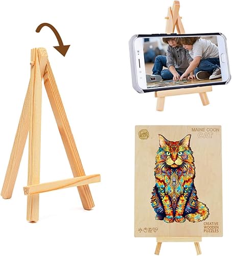 Miniatura 6 de KAAYEE Rompecabezas de madera, rompecabezas de gato Maine Coon, 16.5 x 10.9 pulgadas, 270 piezas, rompecabezas de forma única de animales, regalo