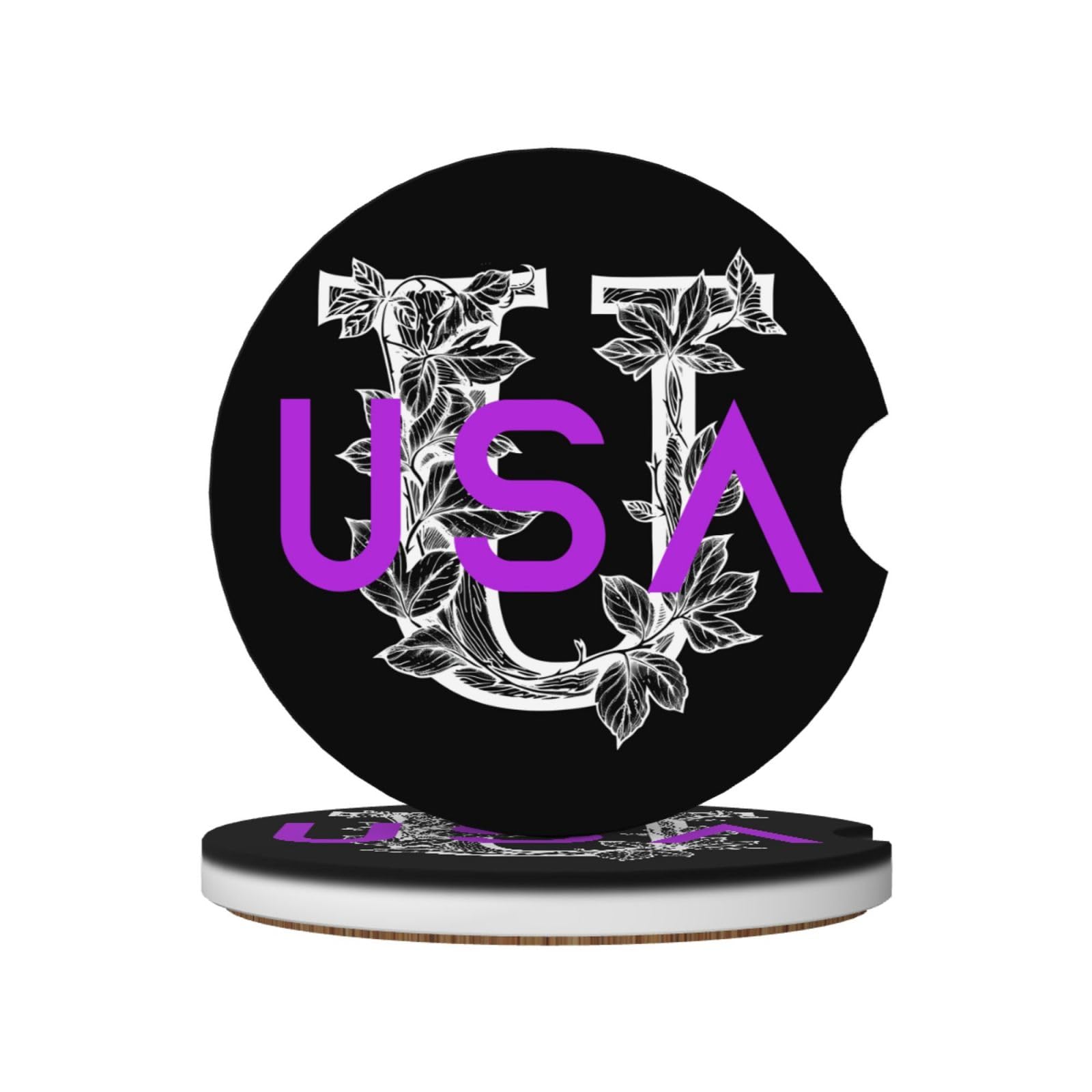 Set of 2 Custom Personalized Letter Text Absorbent Car Coasters