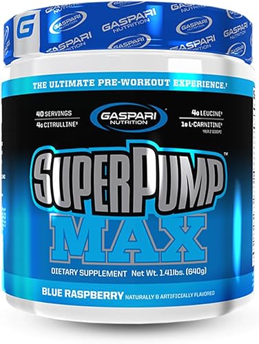 Gaspari Nutrition Super Pump Max suplemento de 40 porciones energía sostenida y óxido nítrico que apoya el crecimiento muscular la recuperación y la