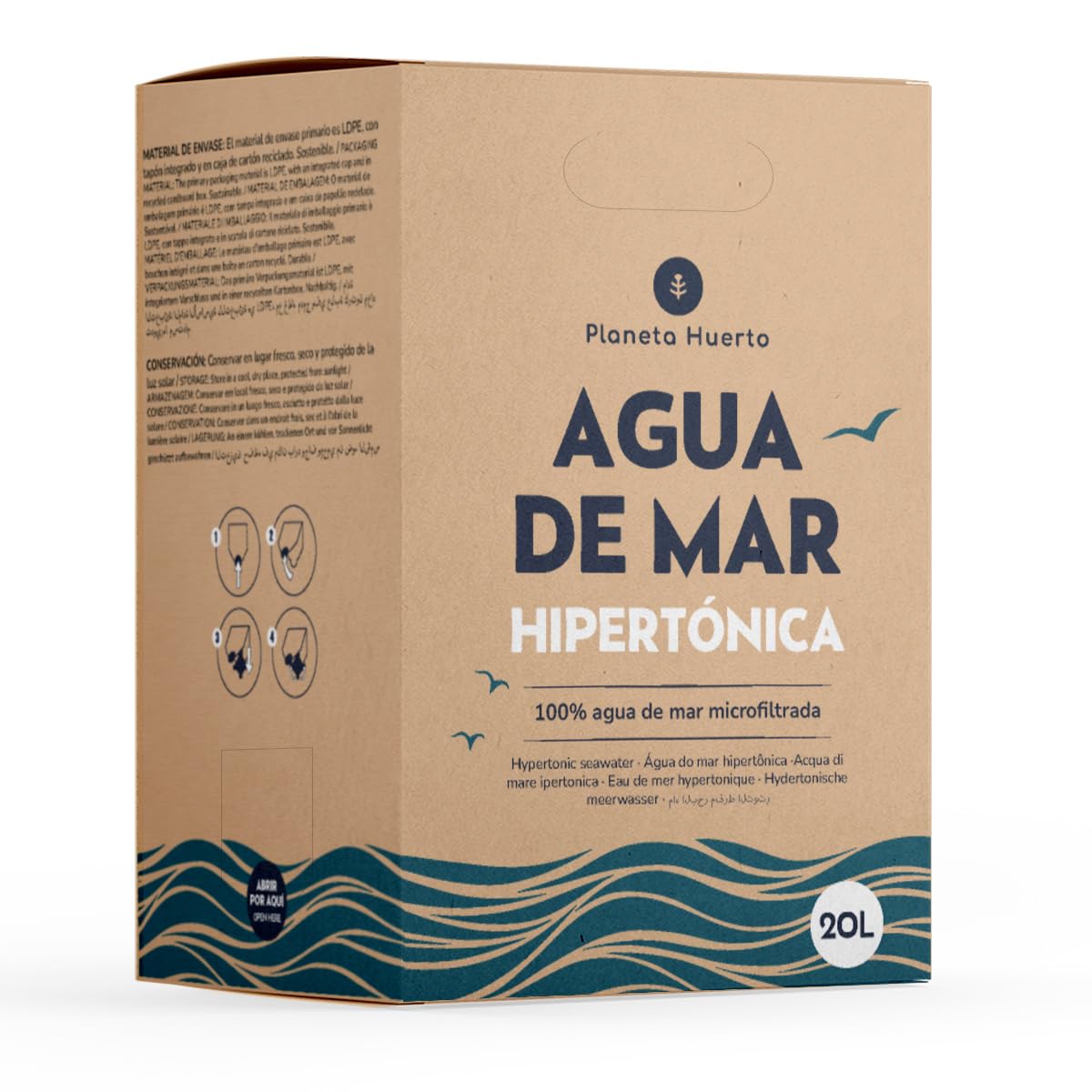PIANETA ORTO | Acqua di Mare 20L Microfiltrata 100% pura proveniente dal Mar Mediterraneo - Acqua di mare per bere ipertonica Nutrienti essenziali intatti