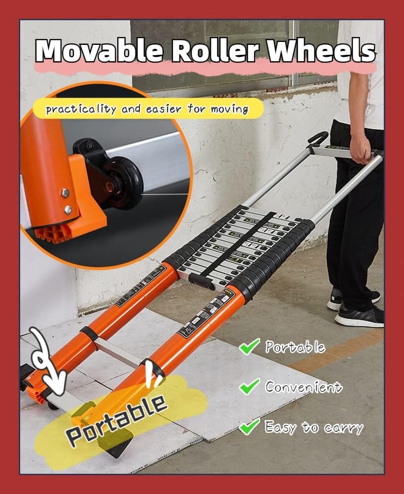 Telesladder Multi-Purpose Aluminum Extension Ladder 20FT/23.6FT/25FT/26FT Heavy Duty Folding Ladder for Home Garage and Outdoor Use Safe & Durable