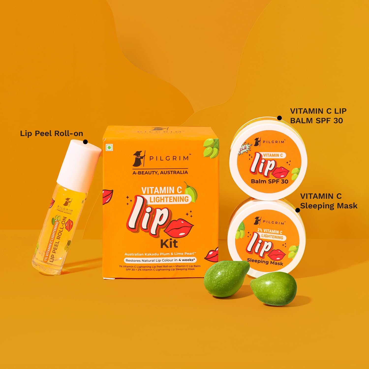 Pilgrim Vitamin C Lip Lightening Kit For Dark Lips With Australian Kakadu Plum&Lime Pearl,Pack Of 1,Orange : Amazon.in: Beauty Pilgrim Vitamin C Lip Lightening Kit For Dark Lips With Australian Kakadu Plum&Lime Pearl,Pack Of 1,Orange : Amazon.in: Beauty