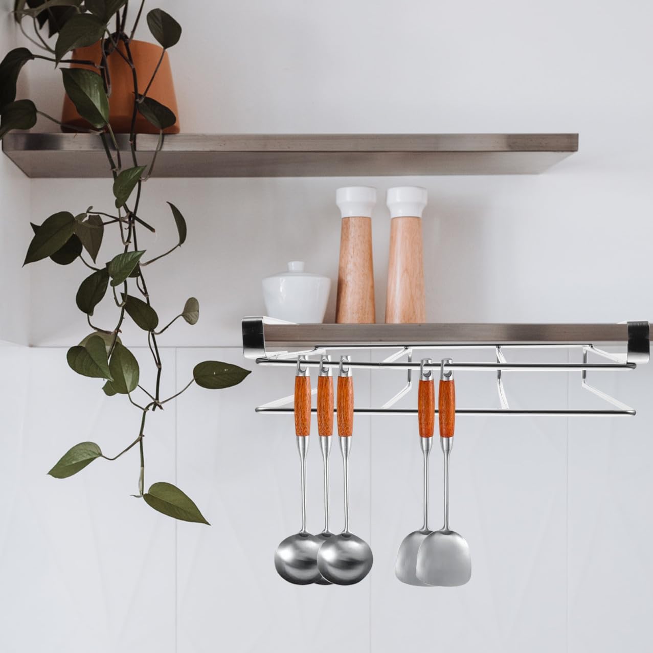 GLEAVI Punching-Free Cutting Board Rack Under Cabinet Organizer Kitchen Storage Holder for Chopping Boards Sturdy Plastic Easy Installation for Home Chefs