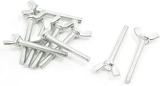 Aexit 9PCS 4.5mm Knurled Knobs x 39mm Silver Tone Hardware Parts Stainless Steel Female Knurled Knobs Winged Screw