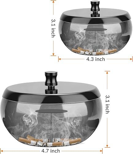 Miniatura 6 de Cenicero para cenizas de hierba, ceniceros frescos para cigarrillos al aire libre, ceniceros de cigarros con tapa, cenicero de acero inoxidable sin