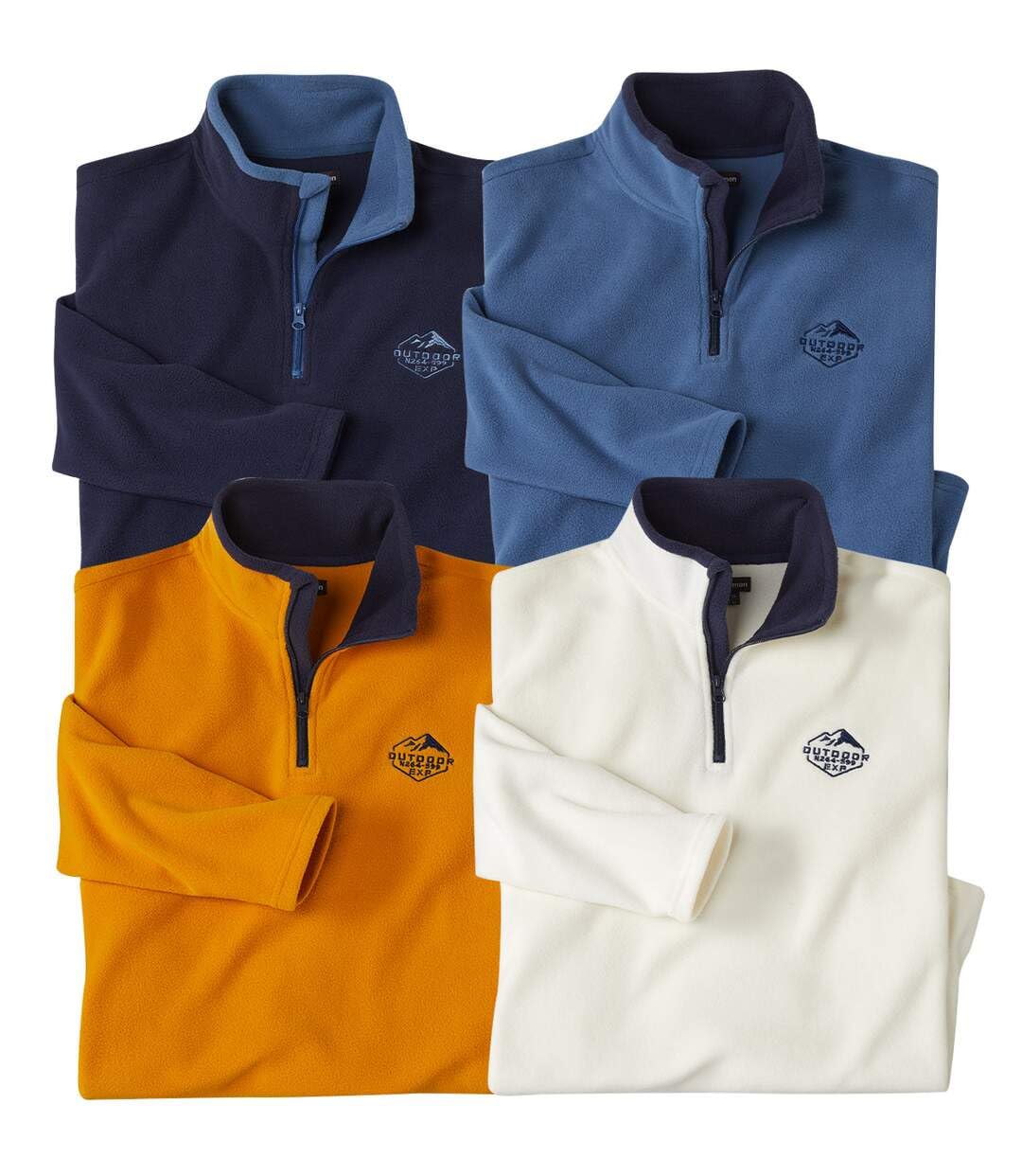 ATLAS FOR MEN Lot de 4 Pulls Polaires Homme Ultra Léger Chaud Zippé Col Montant Lavable en Machine Grandes Tailles