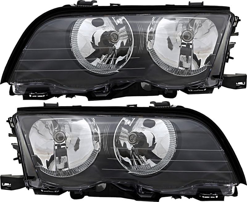 Compatible with BMW 3 Series Headlights Lamps Set 1999 2000 2001 Halogen Driver and Passenger Side