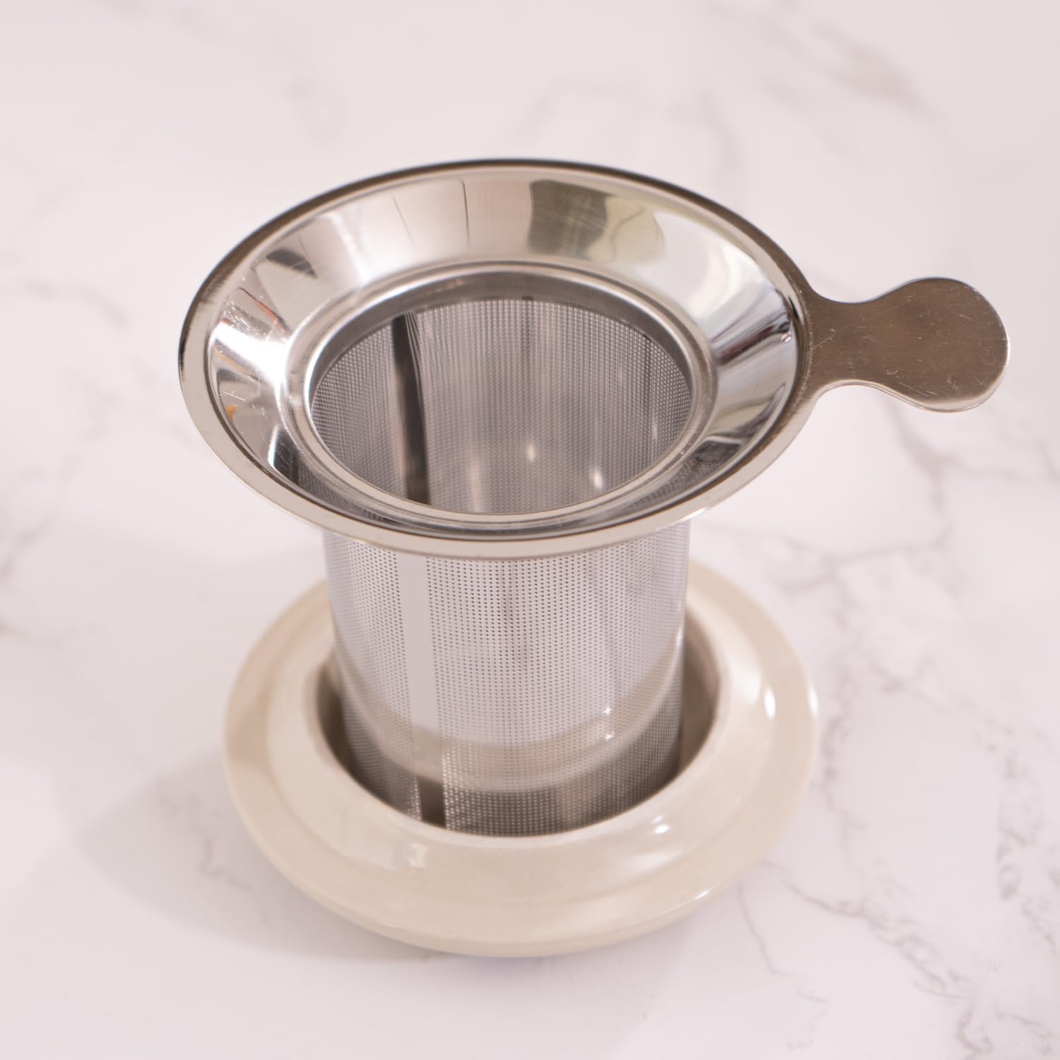 Tea Infuser Mug With Lid With Stainless Steel Infuser For Loose Leaf Tea Bag Tea Cup 15oz Porcelain Hot or Cold Beverage Suitable for Home or Workplace (Oriental Dragon)