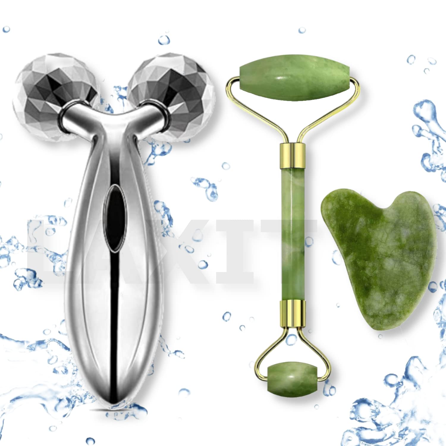 Laxit ® Face Stone Jade Roller Massager with Gua Sha Jade Stone and 3D Roller Facial Combo For Skin Eye Body 3D Massager Women Men Reusable (Stone Roller and 3D Roller) (B0BY56FWML) Amazon Price History, Amazon Price Tracker
