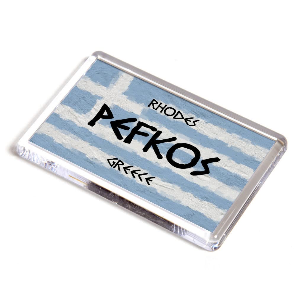 FRIDGE MAGNET - Pefkos - Rhodes - Greece Flag