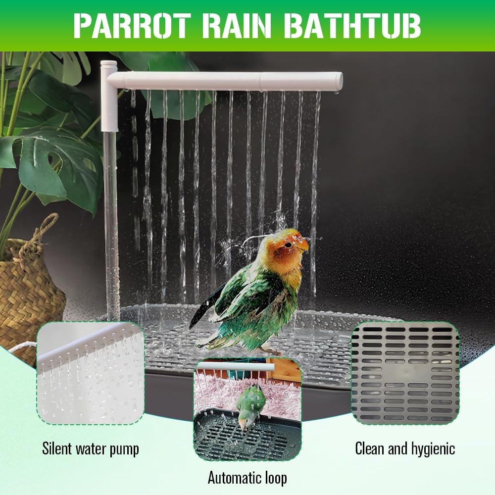 Bañera Automática para Loros, Baño Automático para Pájaros, Bañera Multiusos para Pájaros, Caja de Baño para Loros con Múltiples Grifos para Cacatúas, Periquitos y Tortolitos