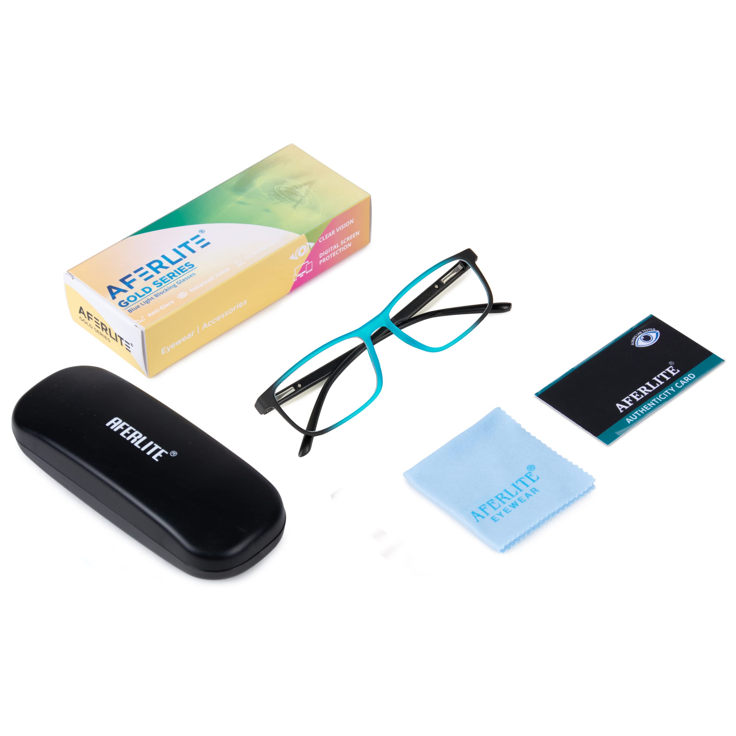 Aferlite® Gold Series Zero Power Unisex Rectangular Computer Glasses Blue Ray Cut Technology For Eye Protection Clear Vision (53 mm Medium) (Multicolor E) 3