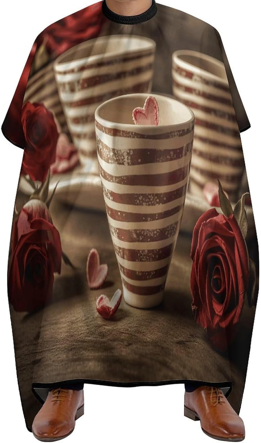 Cup on Table Apron for Women Men,Barber Cape with Adjustable Snap Closure,Hair Cutting Cape,66.9 X 56.7 Inches for Hair Dye, Comb-out, Styling, Shampoo