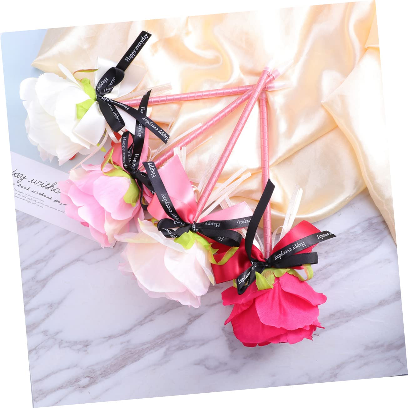STOBOK Lot De 3 Stylos À Bille Décoratifs Avec Nœud En Forme De Fleur 4 Pièces X 3