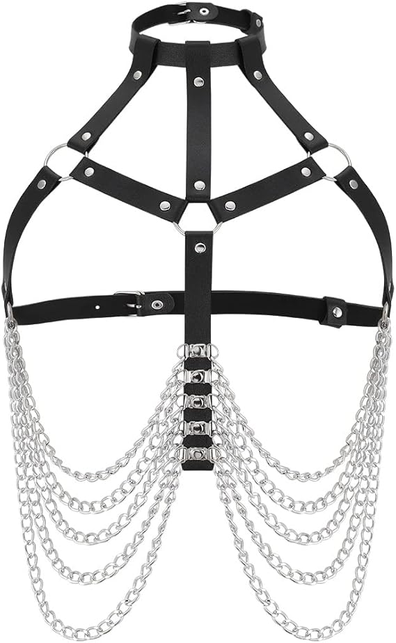 Zookey Punk Körperkette Leder Schwarz - Taillenkette Für Frauen Club & Party