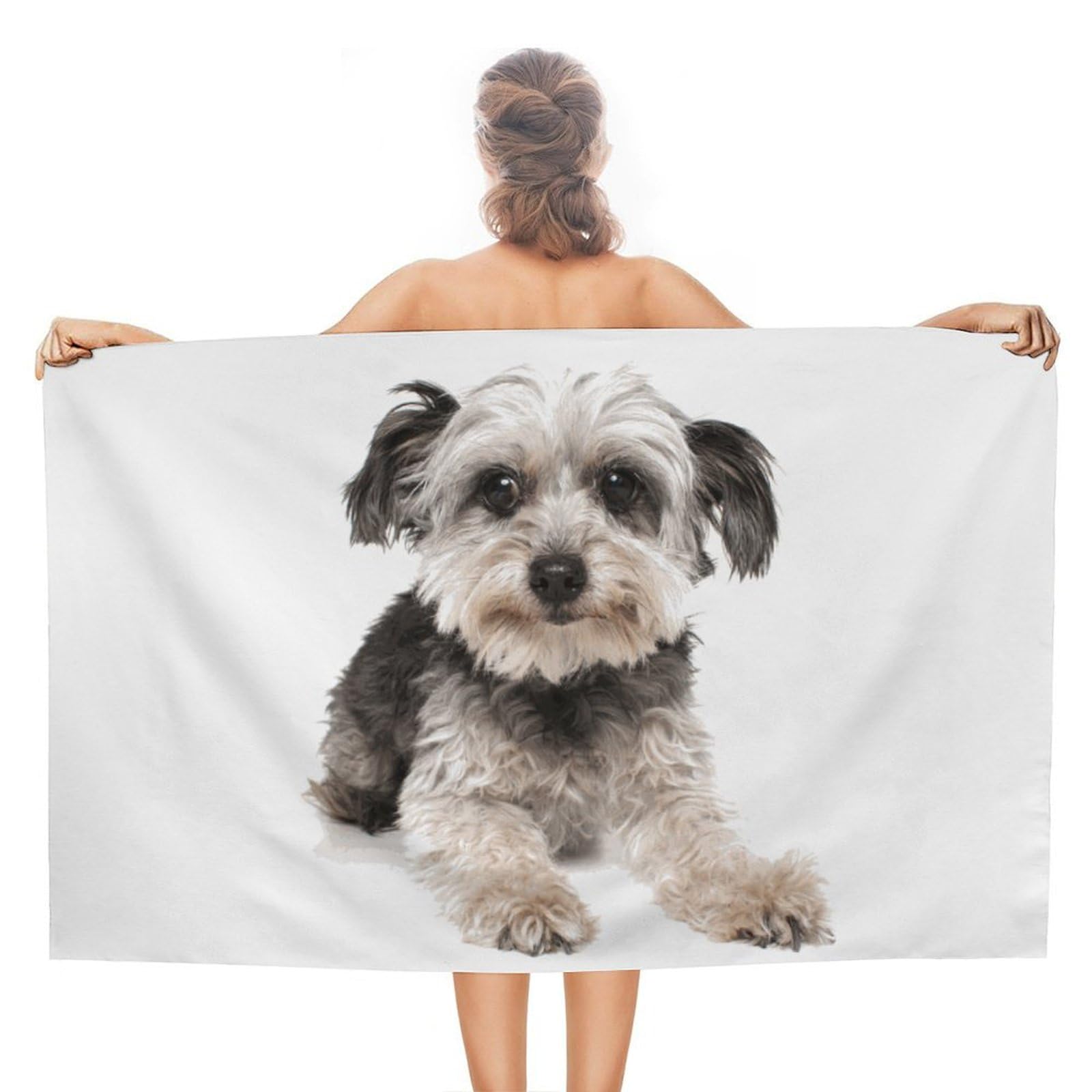 LWORZIIB Beach Towel, Cute Yorkshire Terrier Bath Towel, Absorbent Towel for Swimming, Sports, Travel