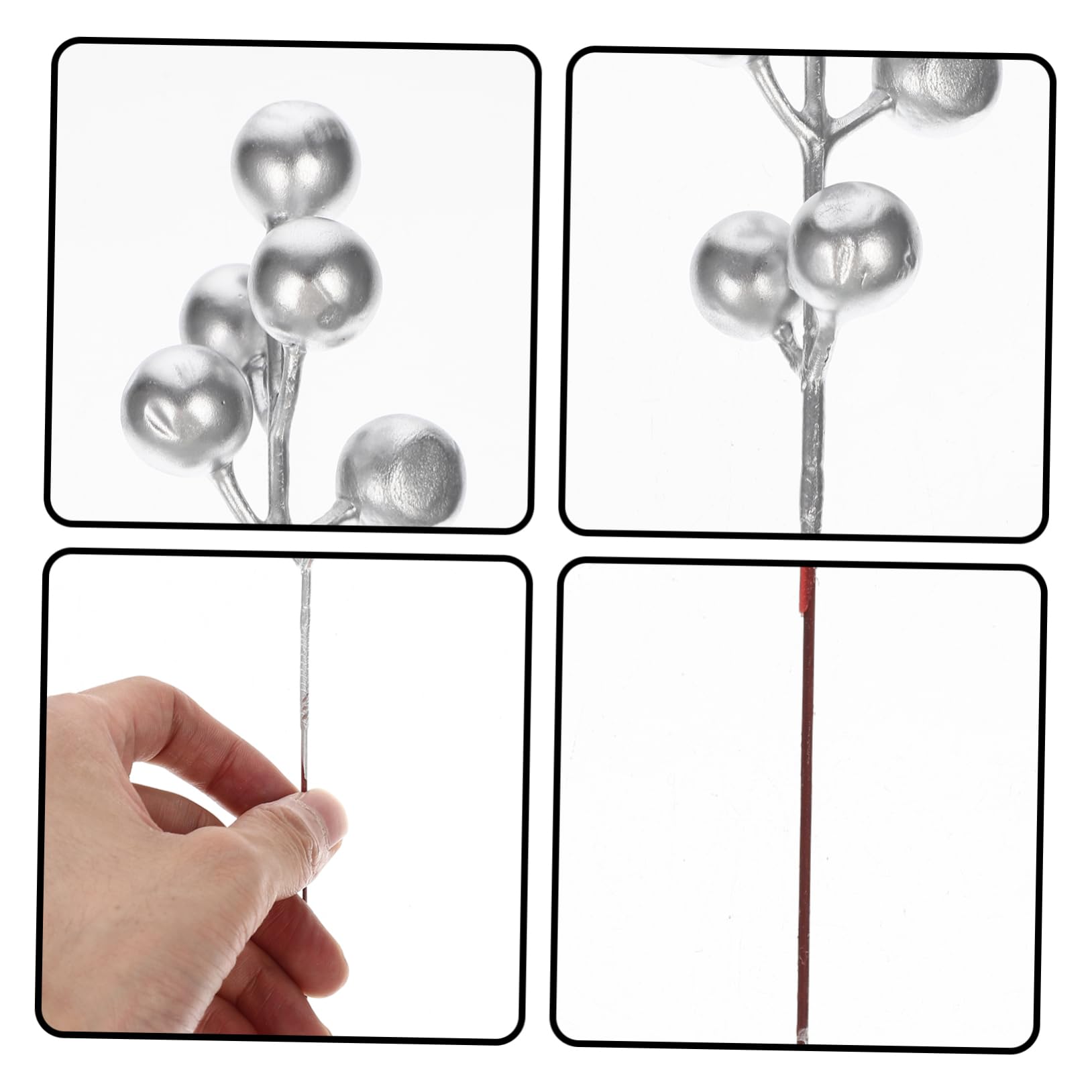 MAGICLULU 3 Set Di Bacche Di Natale Artificiali Bacche Argentate Rami Di Bacche Per Vaso 30 Pezzi * 3