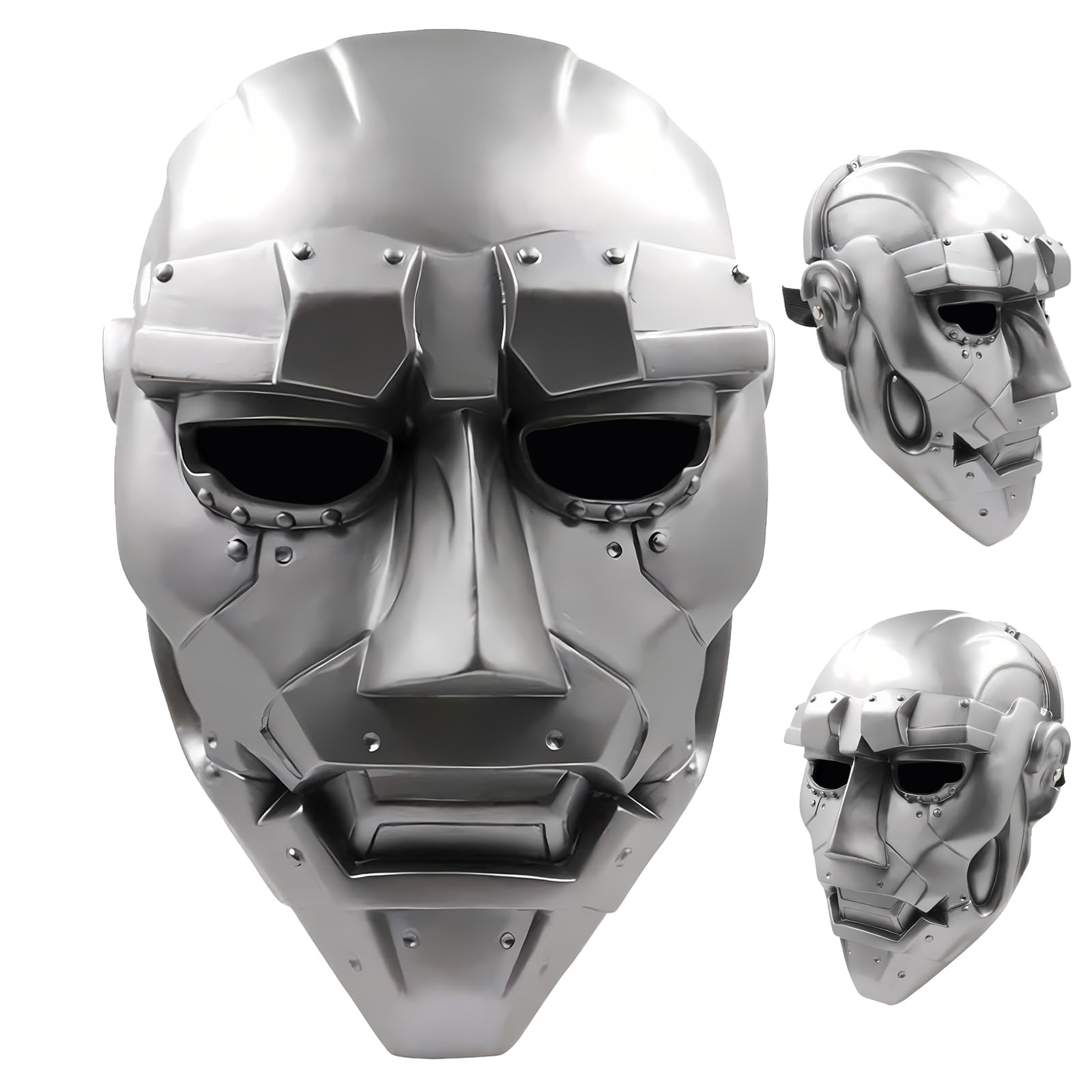 XinxiaomengDrdfdm Mask Supervillain Victor von Dodfsfm Helmet Silver Skull Mask Halloween Costume Cosplay Accessories