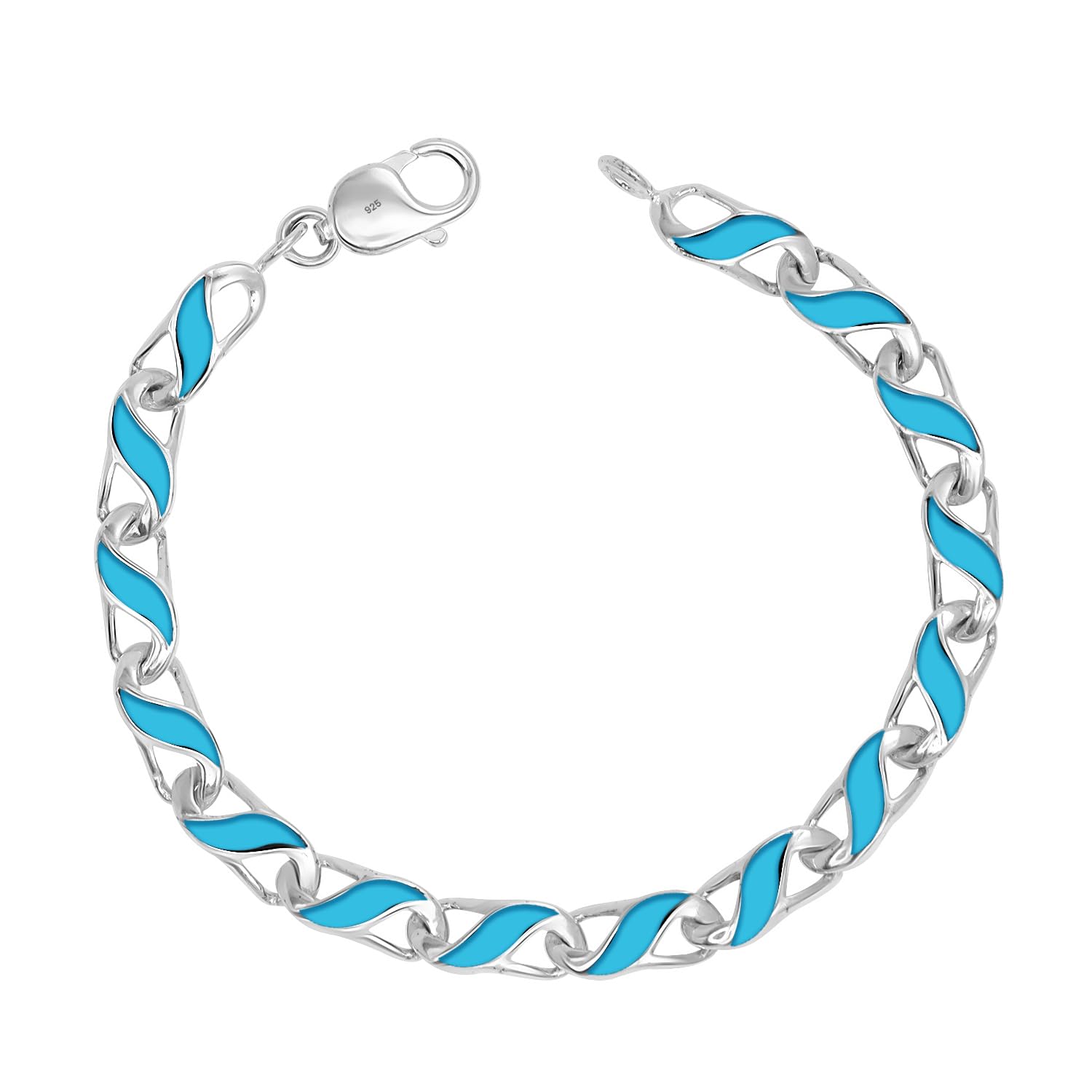 Silver Style 925 Sterling Silver BIS Hallmarked Turqoise Blue Classy Bracelet for Men and Boys; 8.5 Inches (B091SJN7GB) Amazon Price History, Amazon Price Tracker