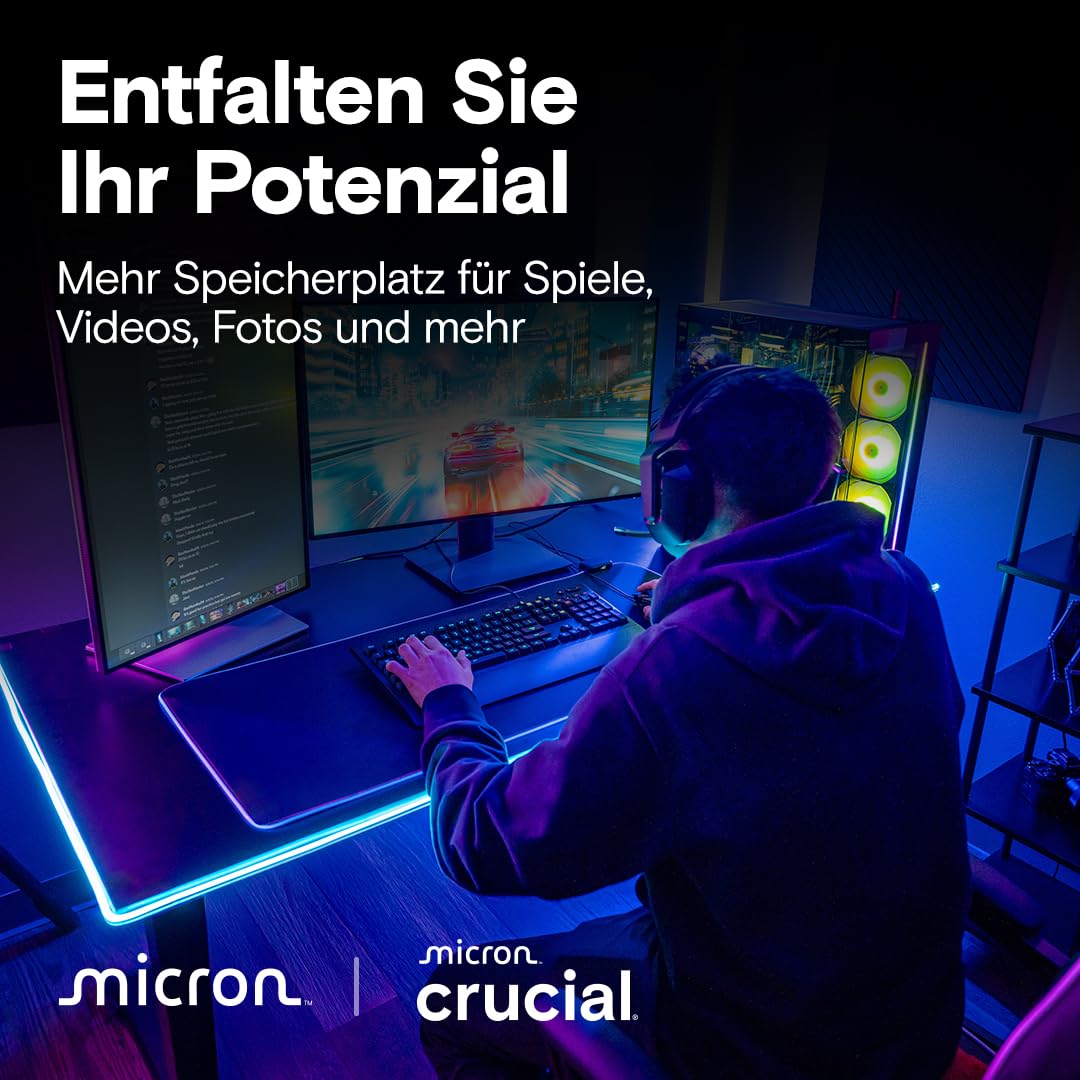 Crucial T710 SSD 4TB M.2 NVMe PCIe 5.0 x4 Gen5, bis zu 14.500 MB/s Lesen, 13.800 MB/s Schreiben, für Laptop und Desktop PC, TLC NAND, Interne Festplatte - CT4000T710SSD8-01