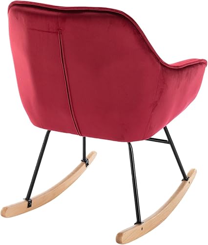 Miniatura 6 de TRIPLE TREE Cómoda silla mecedora de tela moderna y cómoda mecedora de mediados de siglo mecedora tapizada compacta con acolchado para guardería