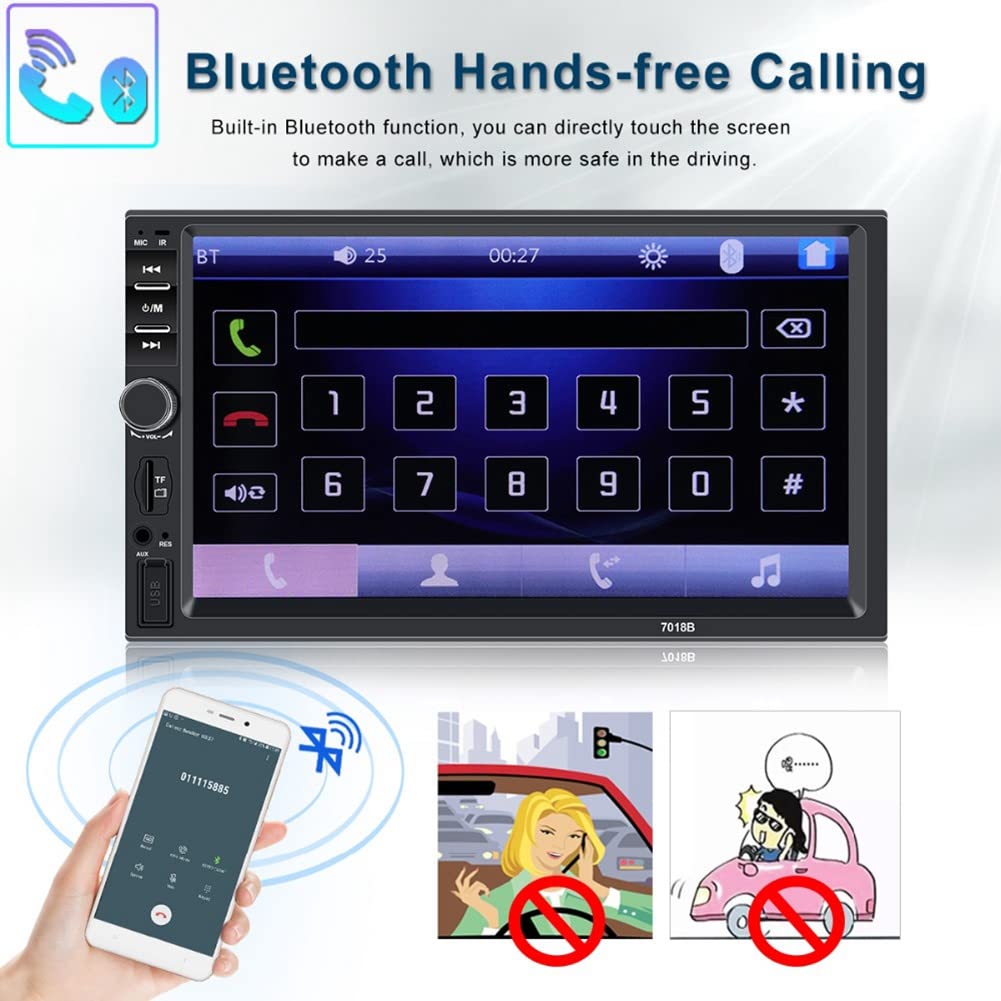 Reproductor universal de radio de coche de 7 pulgadas, 2 DIN, pantalla táctil, estéreo, MP5, Bluetooth, multimedia con cámara 7018B