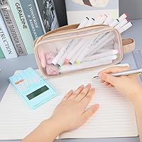 Vista 5 de Oyachic Estuche de lápiz transparente,Bolsa de lápiz de malla cuadrícula,Bolsas de lápiz con doble cremallera,Caja de lápices transparente para Aduts