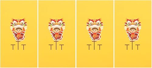 Vista 18 de Vaguelly Sobres rojos de año nuevo 3D 2024, 4 unidades, loto chino, carácter, año del dragón, Fengshui, Fortuna, sobre Hong Bao Lucky Money Red As