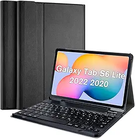 Teclado Sem Fio para Galaxy Tab S6 Lite 10.4 Pol - Acessório BT Leve e Compacto para Digitação Eficiente, Sem Touchpad e Sem Retroiluminação, Cor Preto