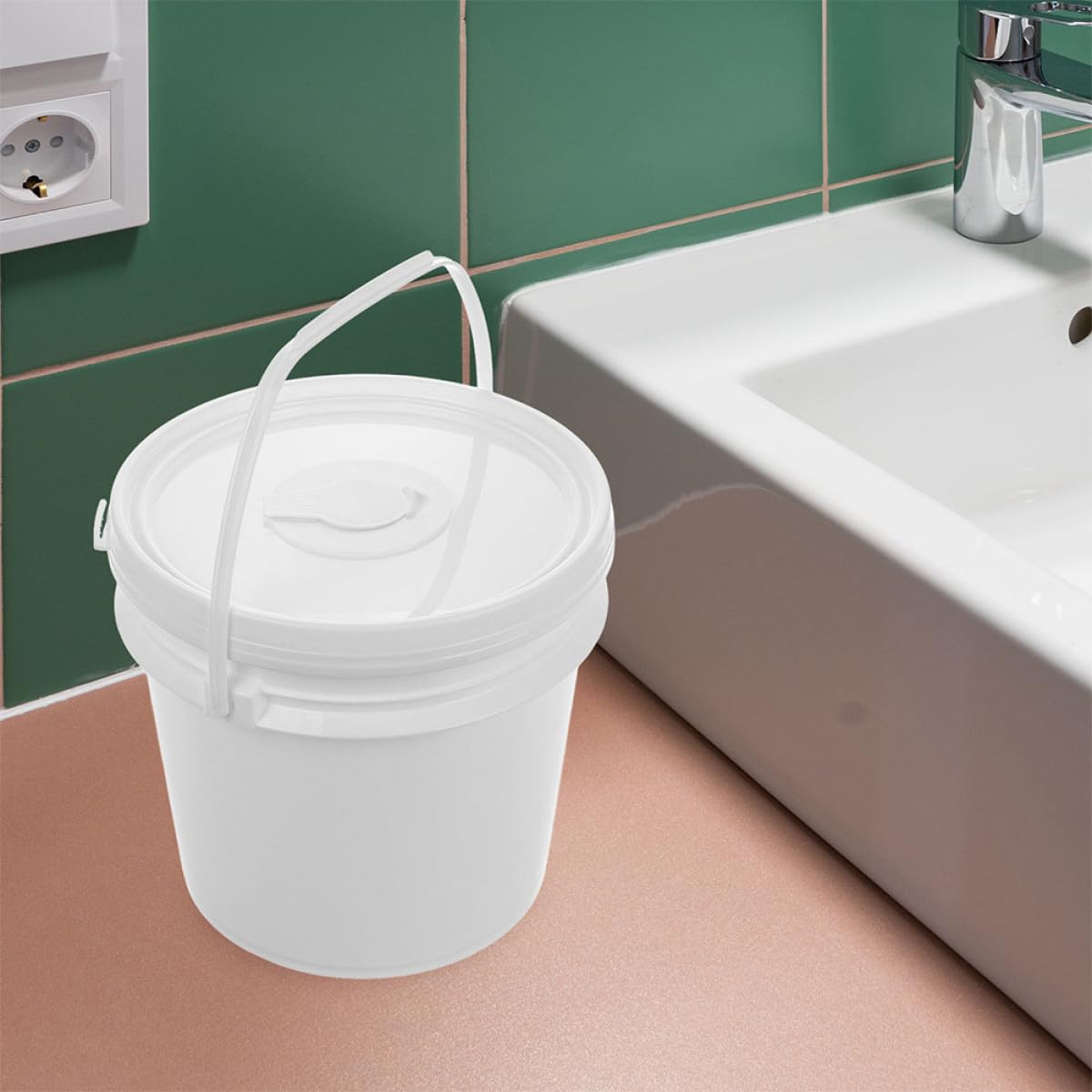 Cubo de Toallitas Húmedas Blanco de Plástico 10 L con Asa