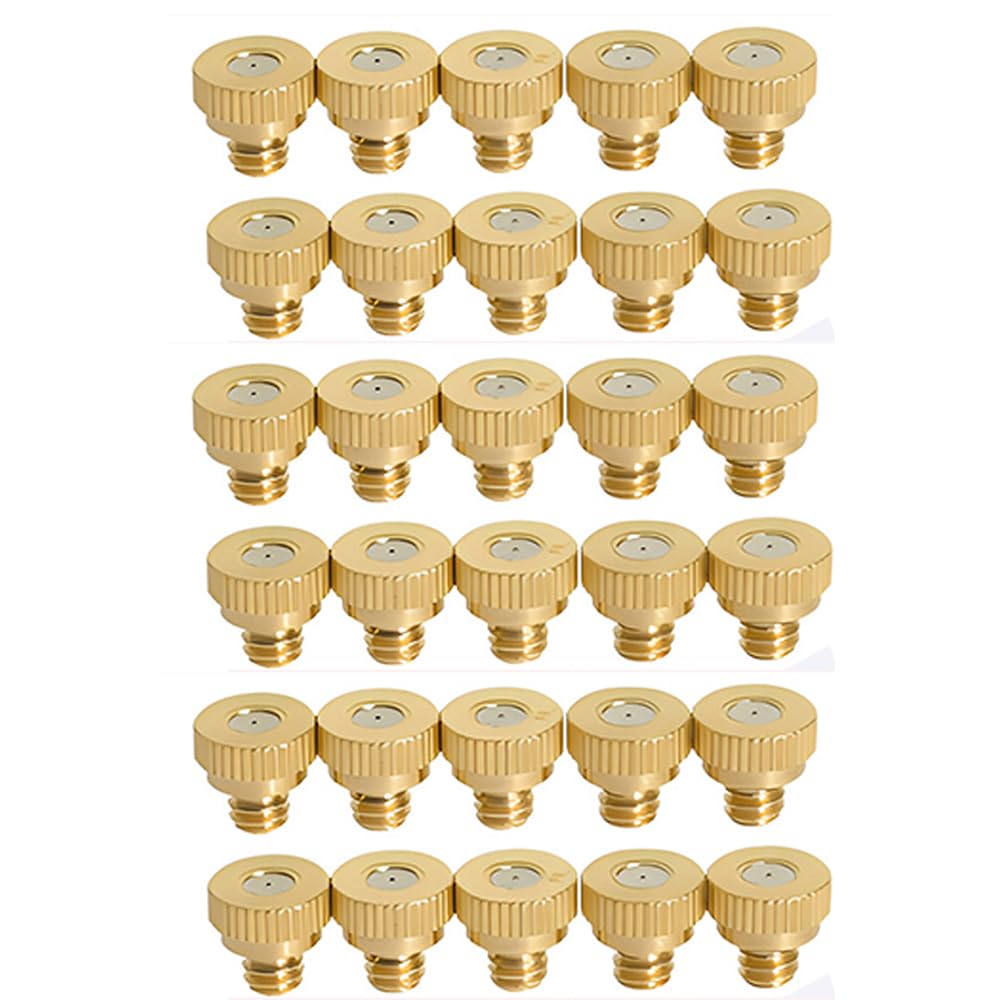 Brass Low Pressure Atomizing Nozzle Cooling and Humidifying Nozzle Micro Mist Sprinklers Sprinkler Nozzle Tap Water Atomizing Sprayer Outdoor Cooling Agriculture Irrigation Spraying 10pcs 30pcs 0.2mm