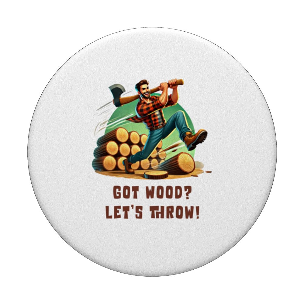 Axe Throwing Got Wood? Let's Throw! PopSockets Swappable PopGrip, Black - Image 3