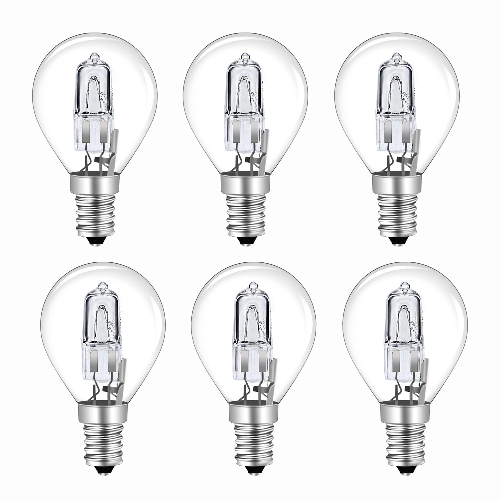 Caldarax 6 Stück Glühbirne E14 28W Dimmbar, Warmweiß 2700K Kugel G45 Leuchtmittel AC 230V Klar Glas E14 28 Watt Glühbirne für Kronleuchter, Tischlampen