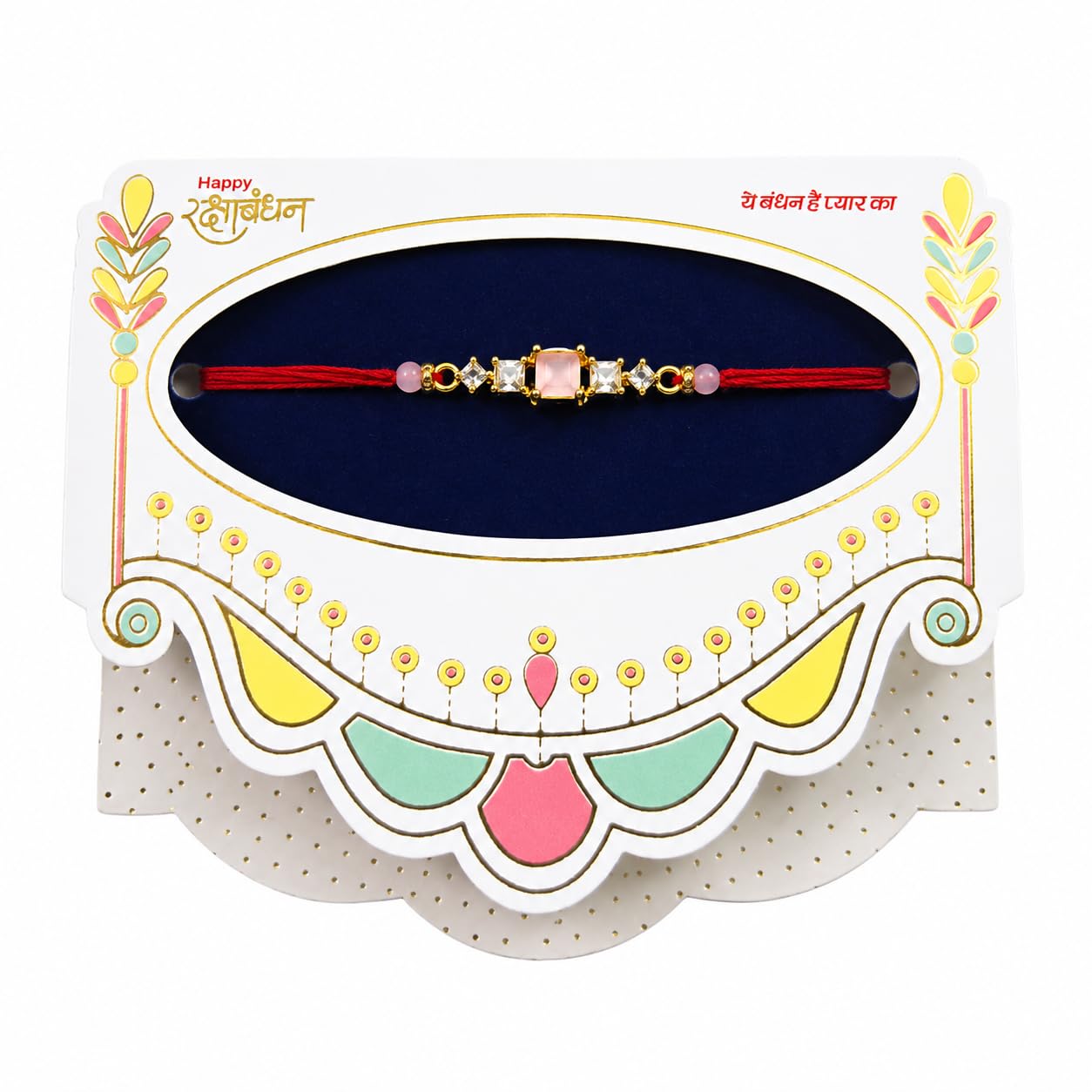 Premium AD Stone Designer Rakhi for Brother | Gold Plated Raksha Bandhan Rakhi | Single Piece-image-3