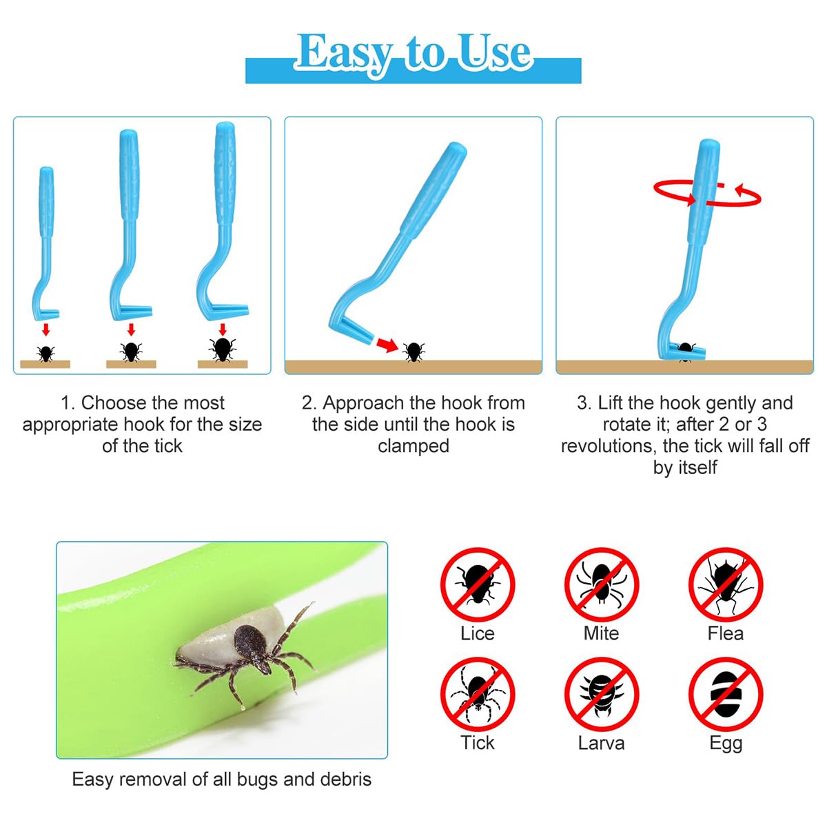 6 PCS Tire Tique Chien Pince à Tiques, Pièges à Tiques, Tire Tique pour Humain - pour Chat Pince à pour Homme, Enfants et Chevaux Anti