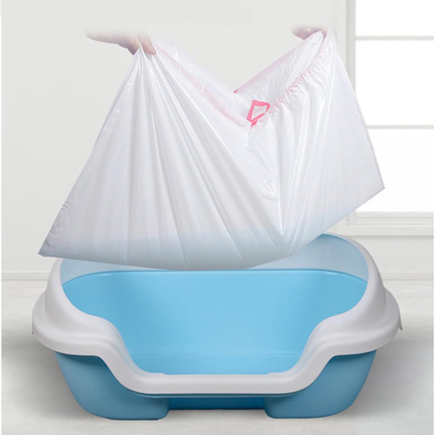 60 Count Extra Large Cat Litter Box Liners, Cat Litter Waste Receptacles Bags for Self-Cleaning Cat Litter Box,M