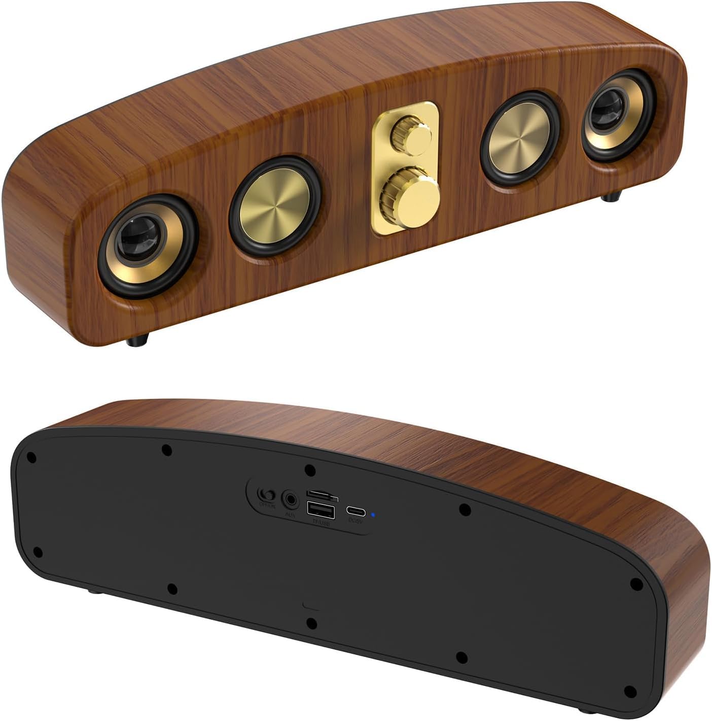 Retro drewniane głośniki Soundbar, Bluetooth 5.0, system dźwięku przestrzennego kina domowego, listwy dźwiękowe, Soundbar z Bluetooth do telewizora, projektor
