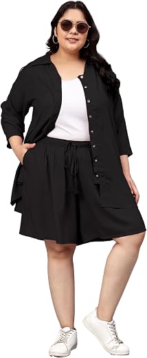 Indietoga Women Plus Size Solid Rayon Co ord Set (2XL to 7XL)