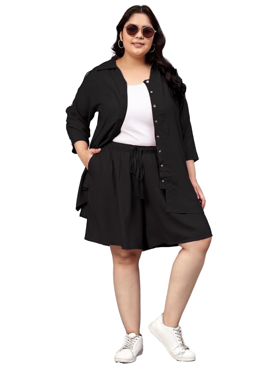 Indietoga Women Plus Size Solid Rayon Co ord Set (2XL to 7XL)