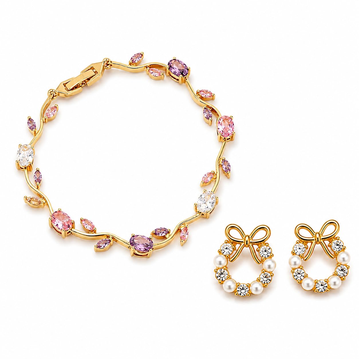 zevarna Trending Tulip Bracelet for Women Stylish Latest | Silver and Gold Toned Crystal Floral Tulip Bracelet for Girls & Women | Rapunzel Inspired | Romantic Gift Jewellery-picture-23